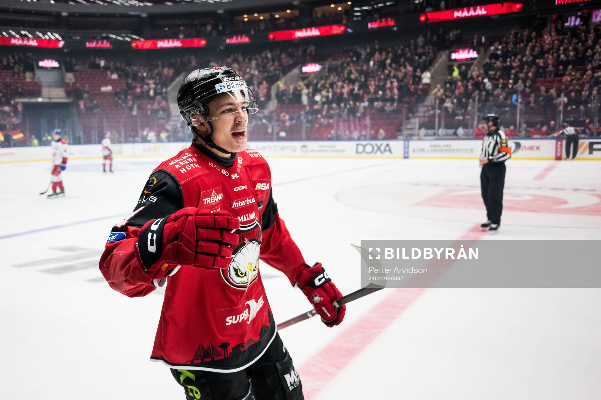 Malmö Redhawks Anton Wahlberg jublar