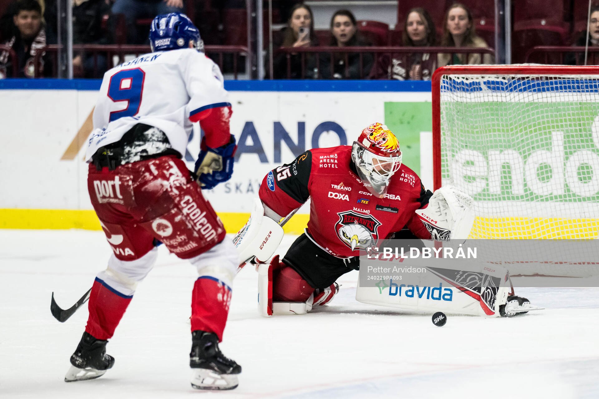 Malmö Redhawks målvakt Adam Werner och Oskarshamns Ahti