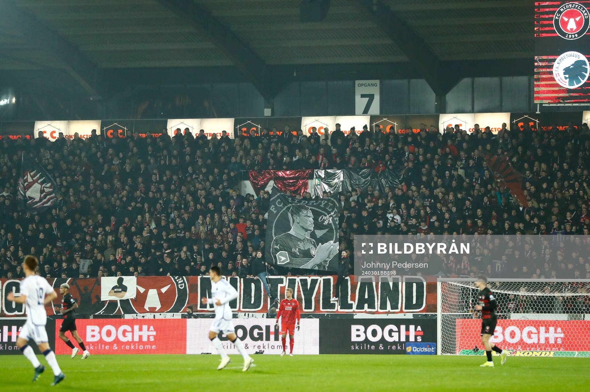 Fans of Midtjylland with a homage to player Kristoffer