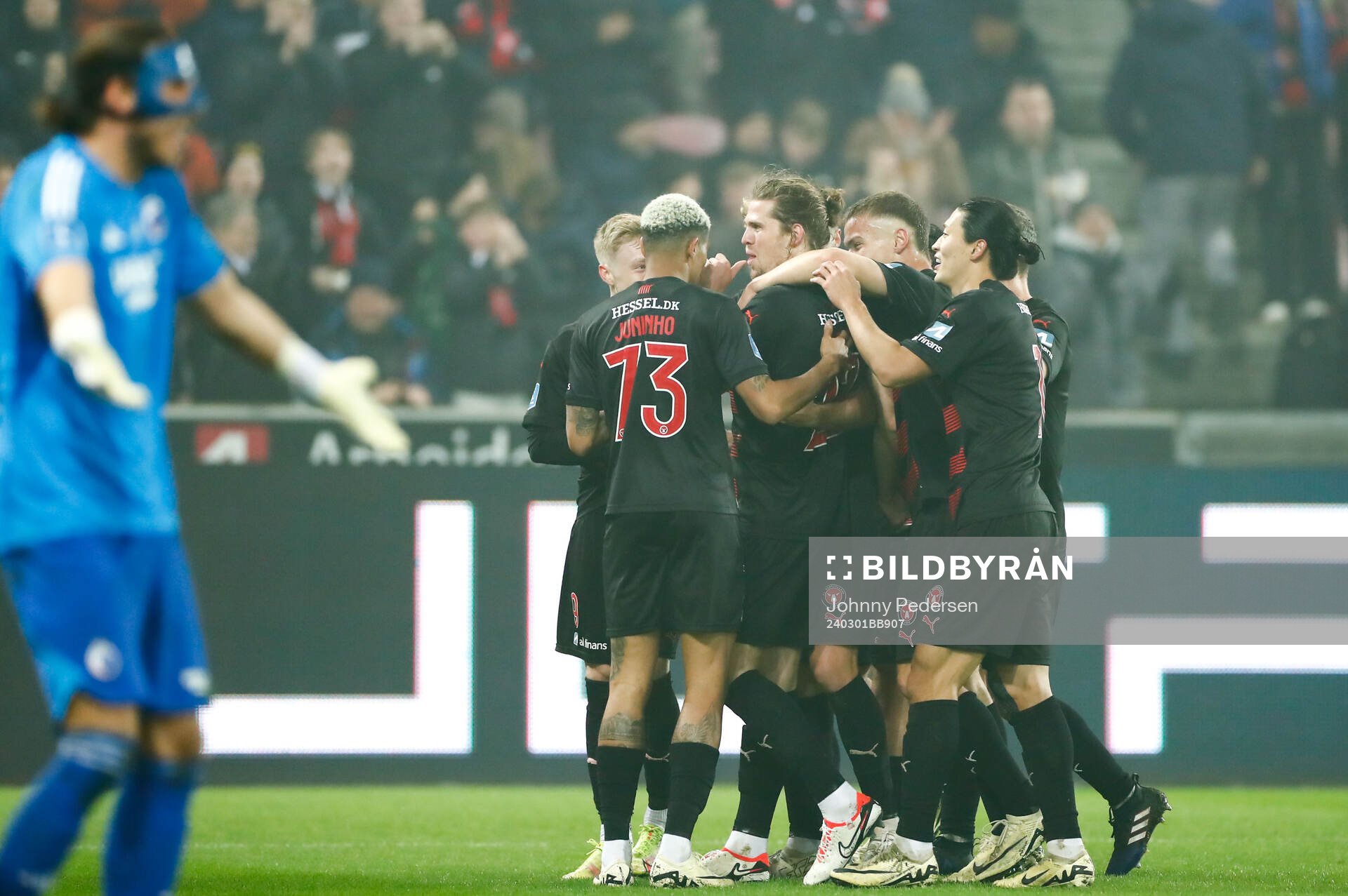 Players Midtjylland celebrate 1-0
