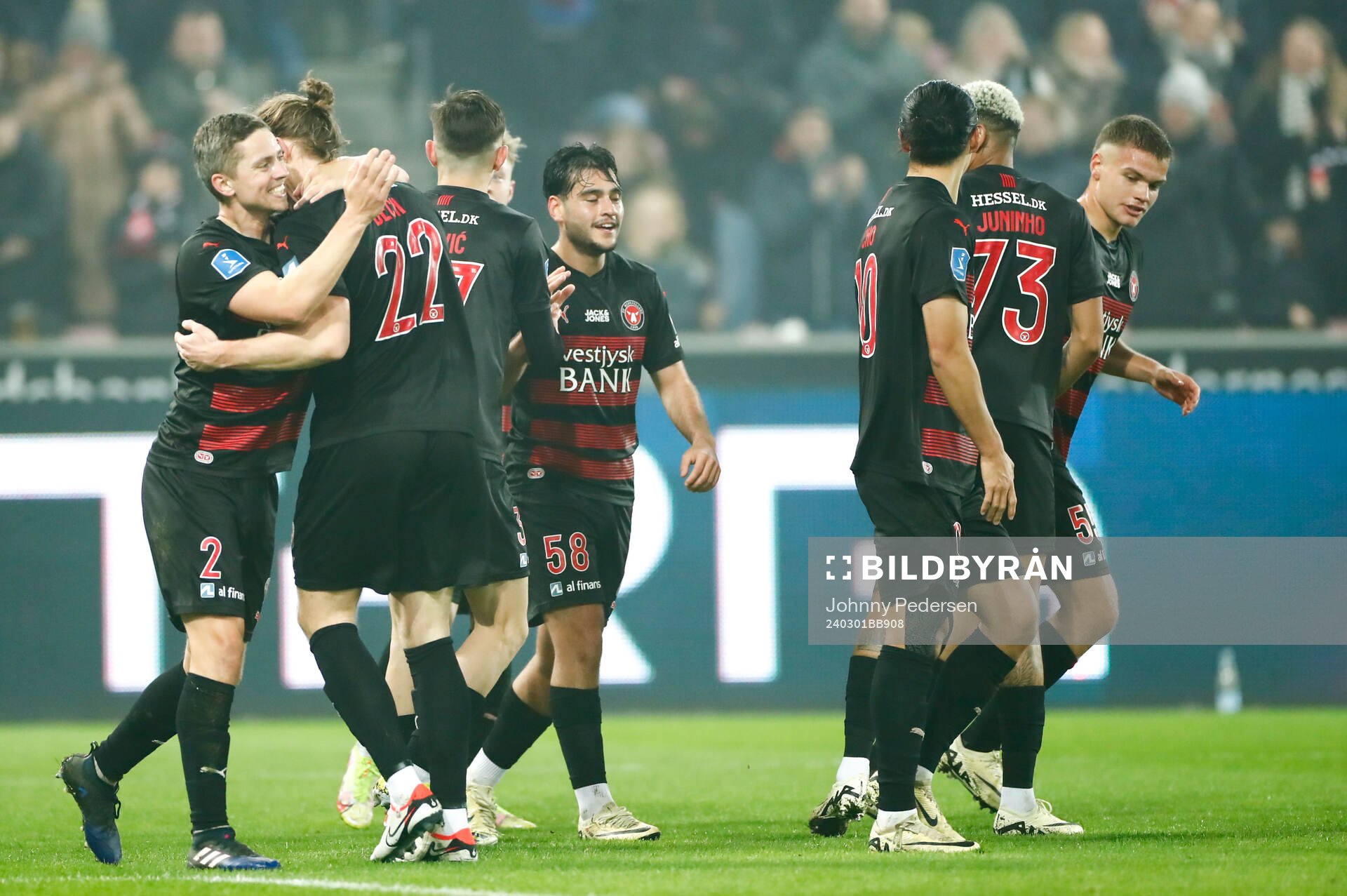 Players Midtjylland celebrate 1-0