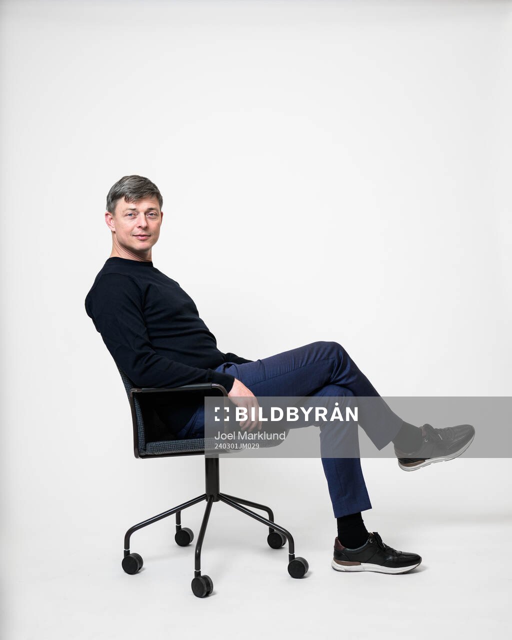Jon Dahl Tomasson, head coach of the Swedish national football team, poses for a portrait on March 1, 2024 in Stockholm. Editors note: Background has been retouched.