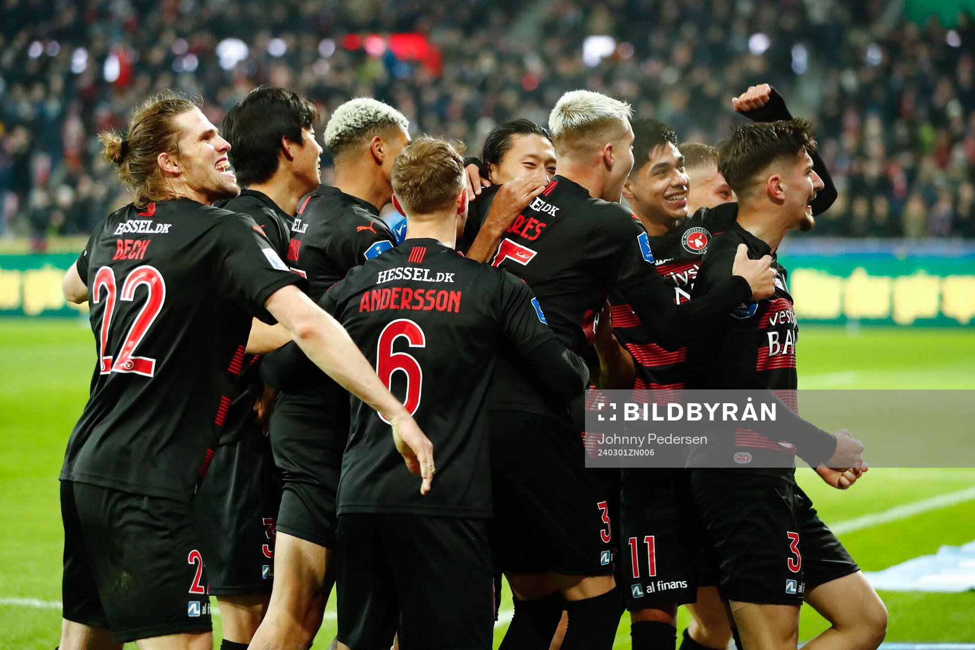 Players of Midtjylland celebrate 2-0