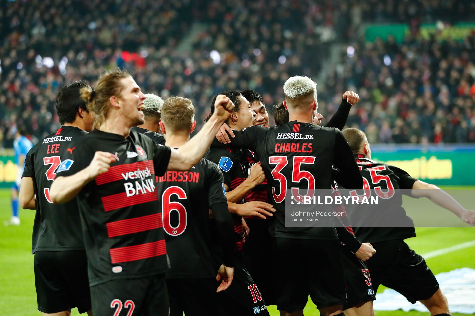 Players of Midtjylland celebrate 2-0