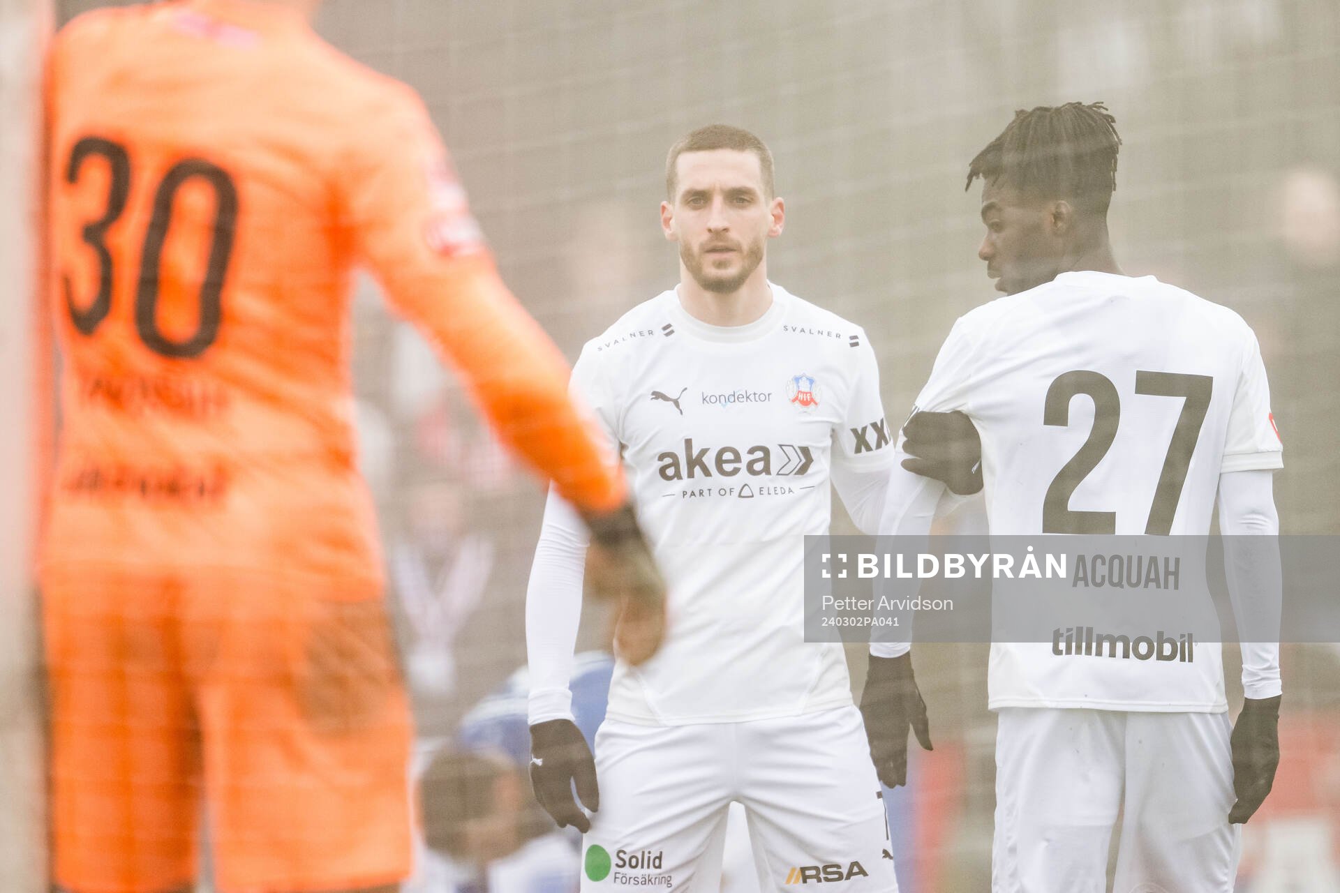 Helsingborgs Arian Kabashi under fotbollsmatchen i Svenska Cupen mellan Trelleborg och Helsingborg den 2 mars 2024 i Trelleborg. 