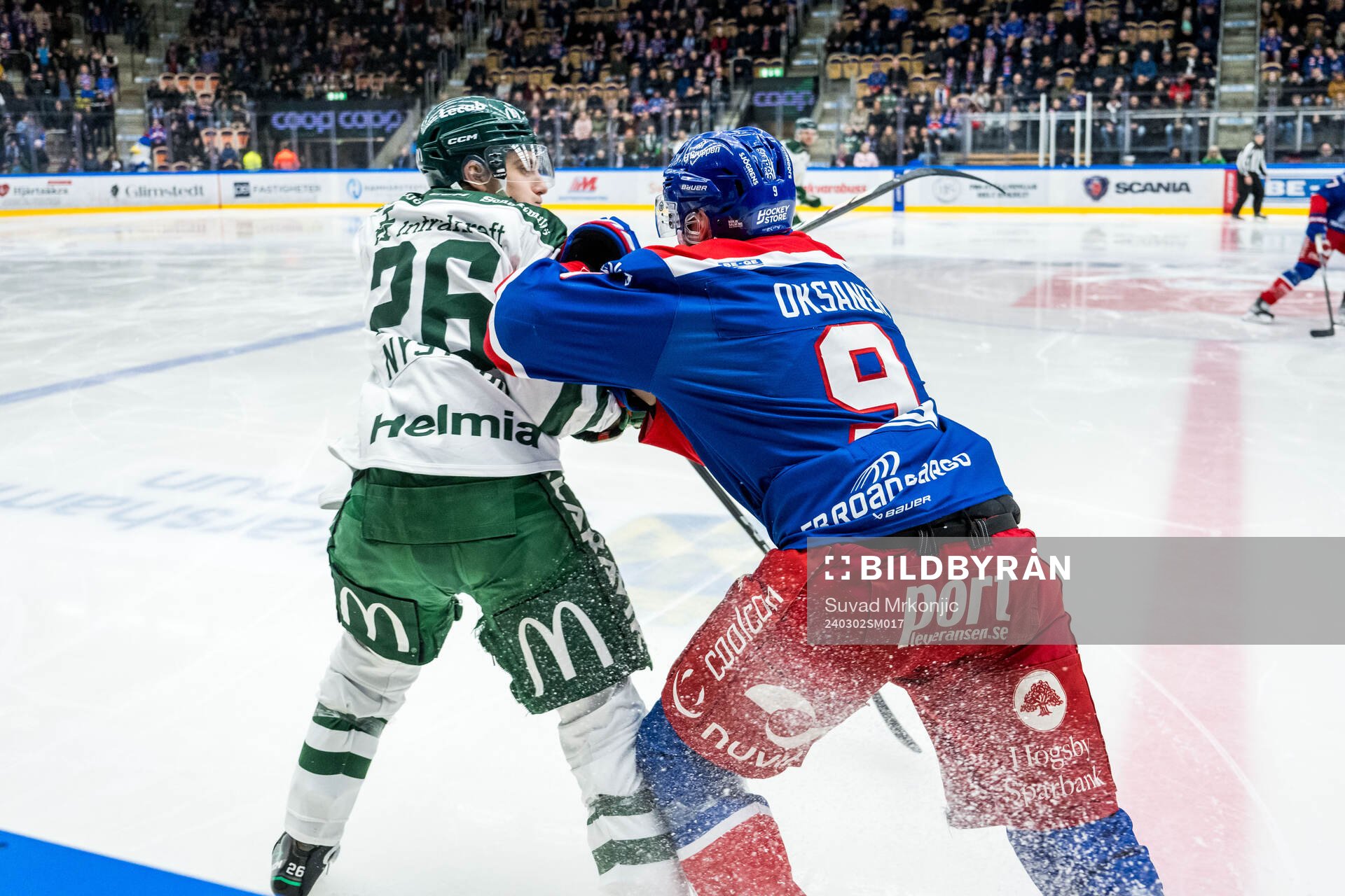 Färjestads Joel Nyström och Oskarshamns Ahti Oksanen