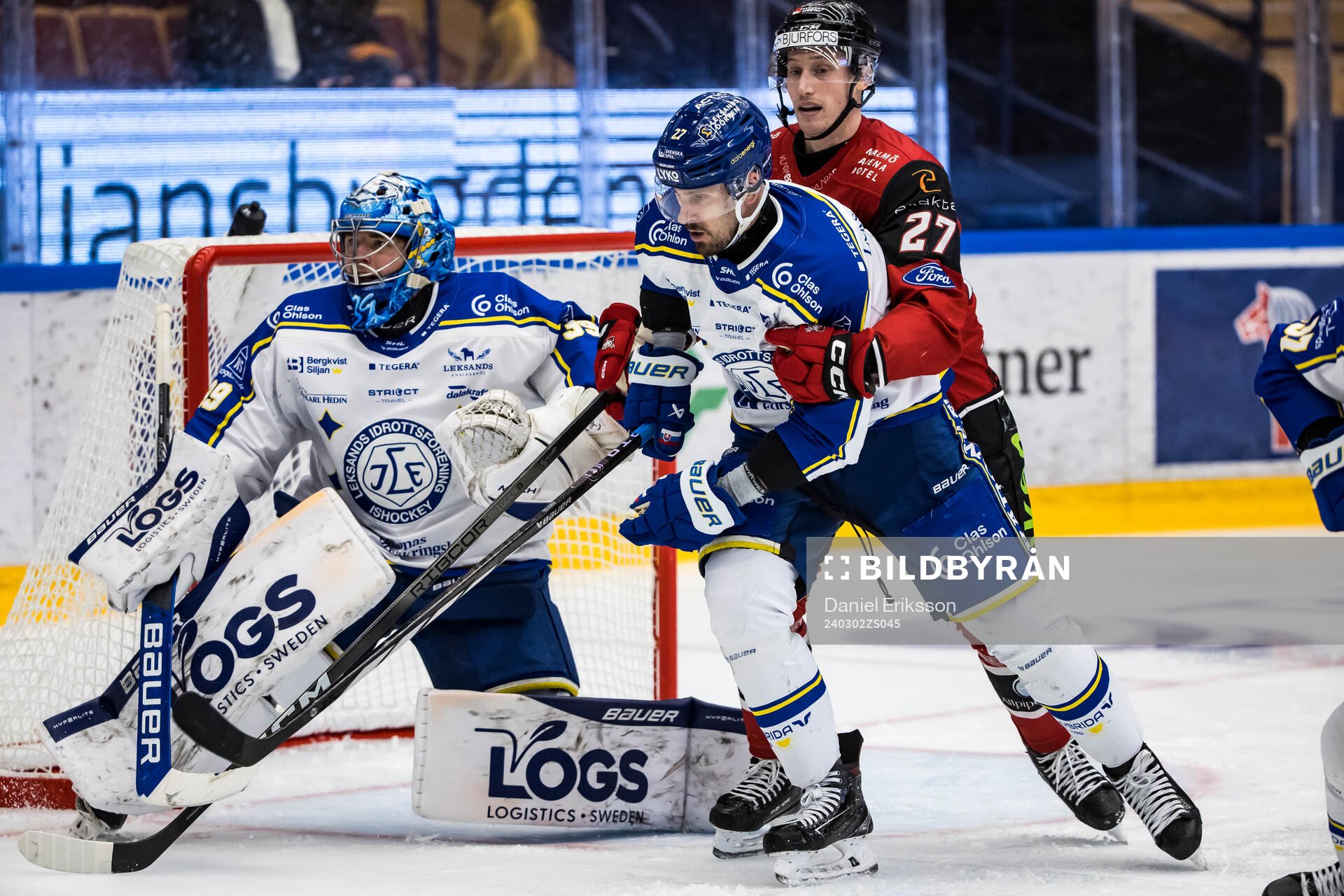 Leksands målvakt Filip Larsson och Leksands Marek Hrivik