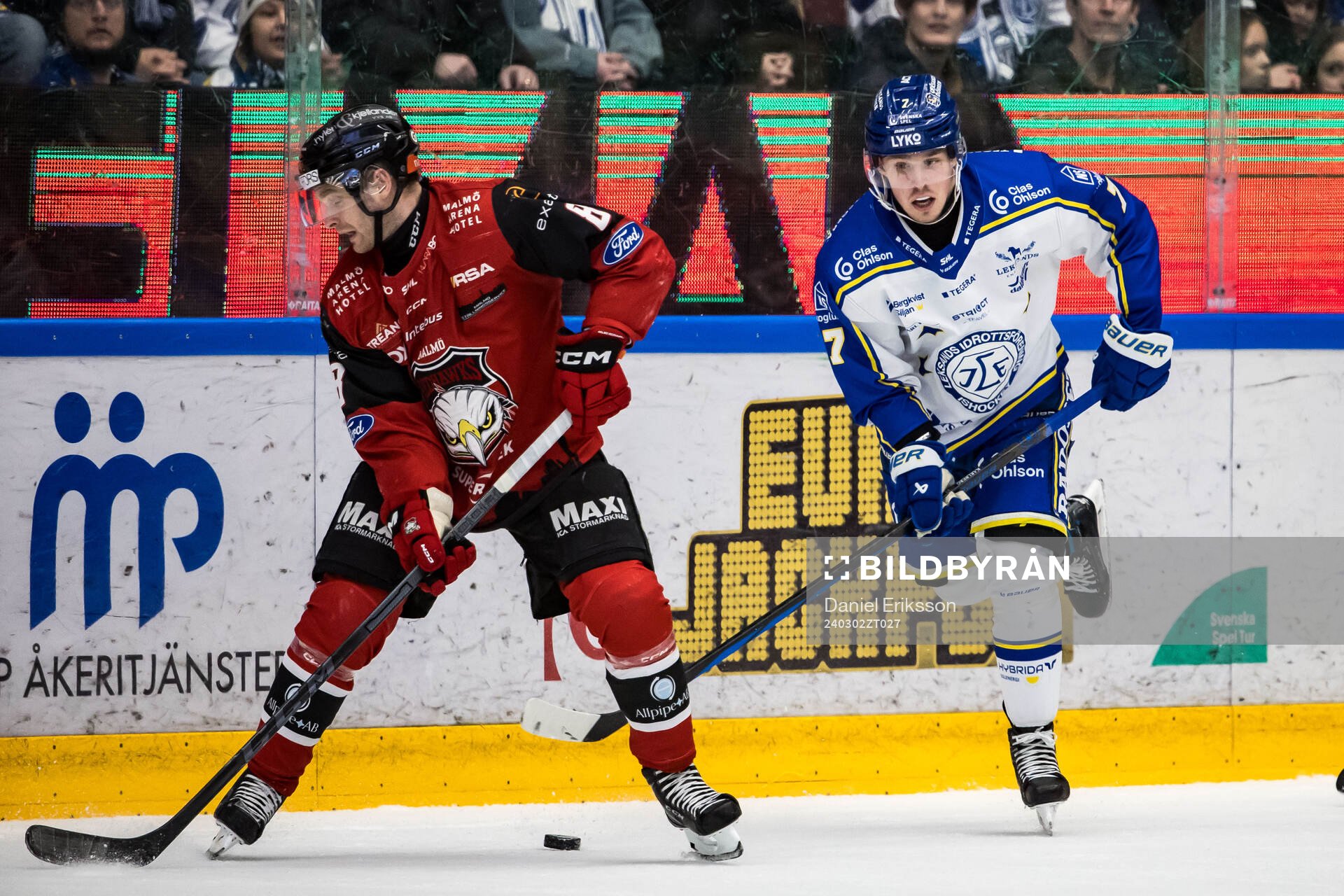 Malmö Redhawks Johan Olofsson och Leksands Marcus Karlberg