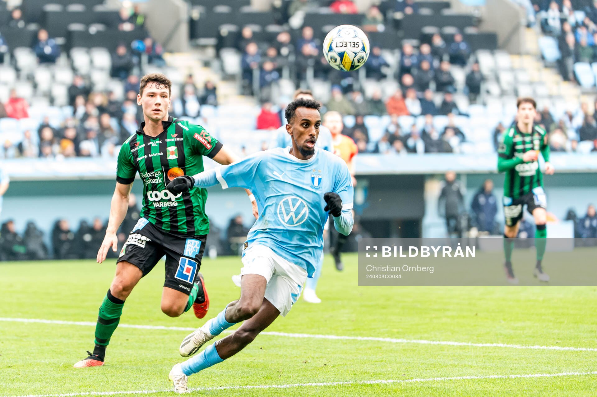 Malmö FFs Taha Ali under fotbollsmatchen i Svenska Cupen mellan Malmö FF och Varberg den 3 mars 2024 i Malmö. 