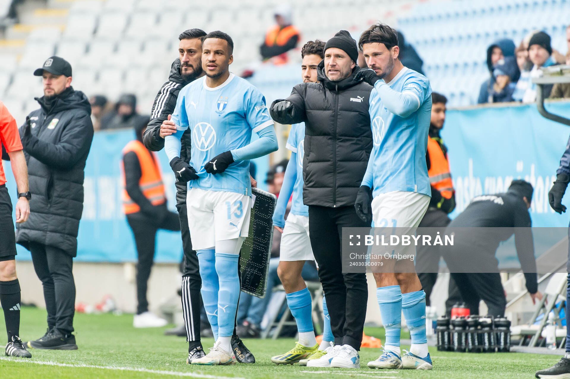 Malmö FFs Martin Olsson, tränare Henrik Rydström och