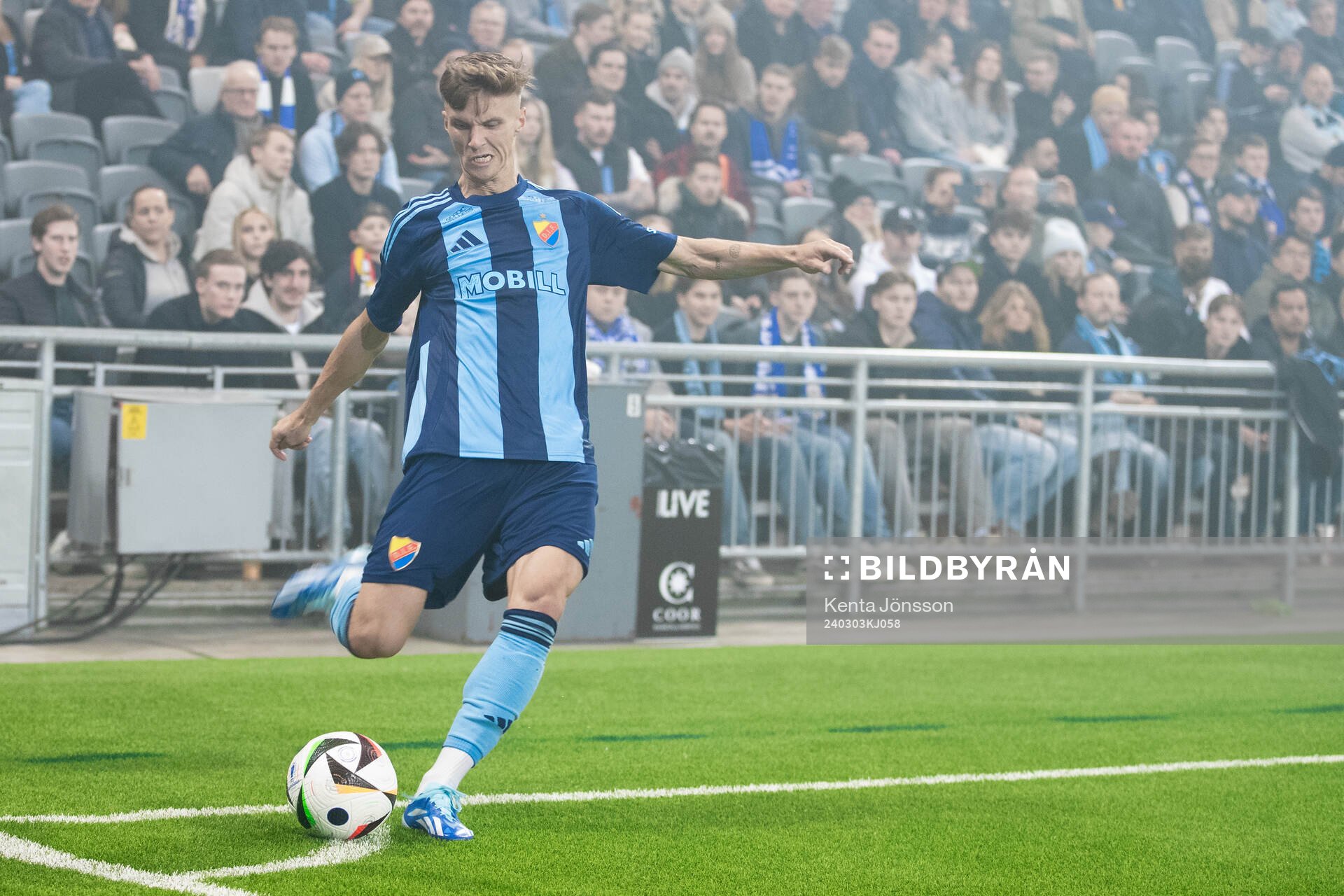 Djurgårdens Samuel Leach Holm med en hörna