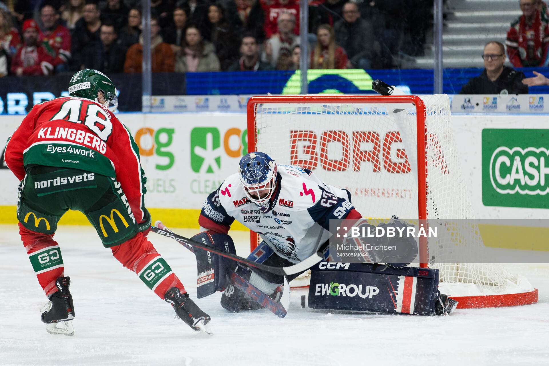 Frölundas Carl Klingberg och Linköpings målvakt Marcus