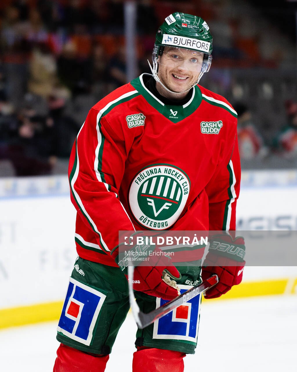 Frölundas Carl Klingberg innan ishockeymatchen i SHL