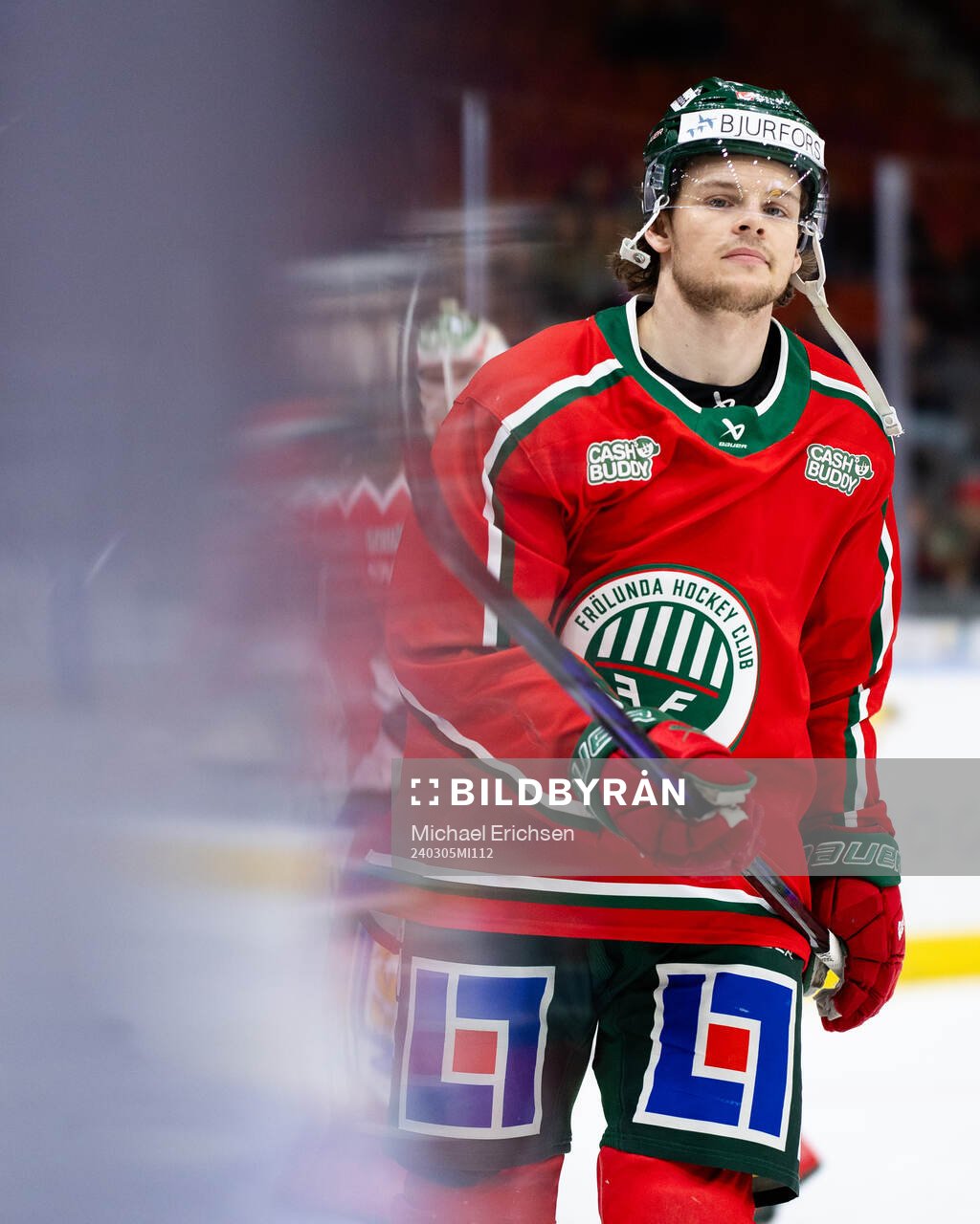 Frölundas Malte Strömwall innan ishockeymatchen i SHL