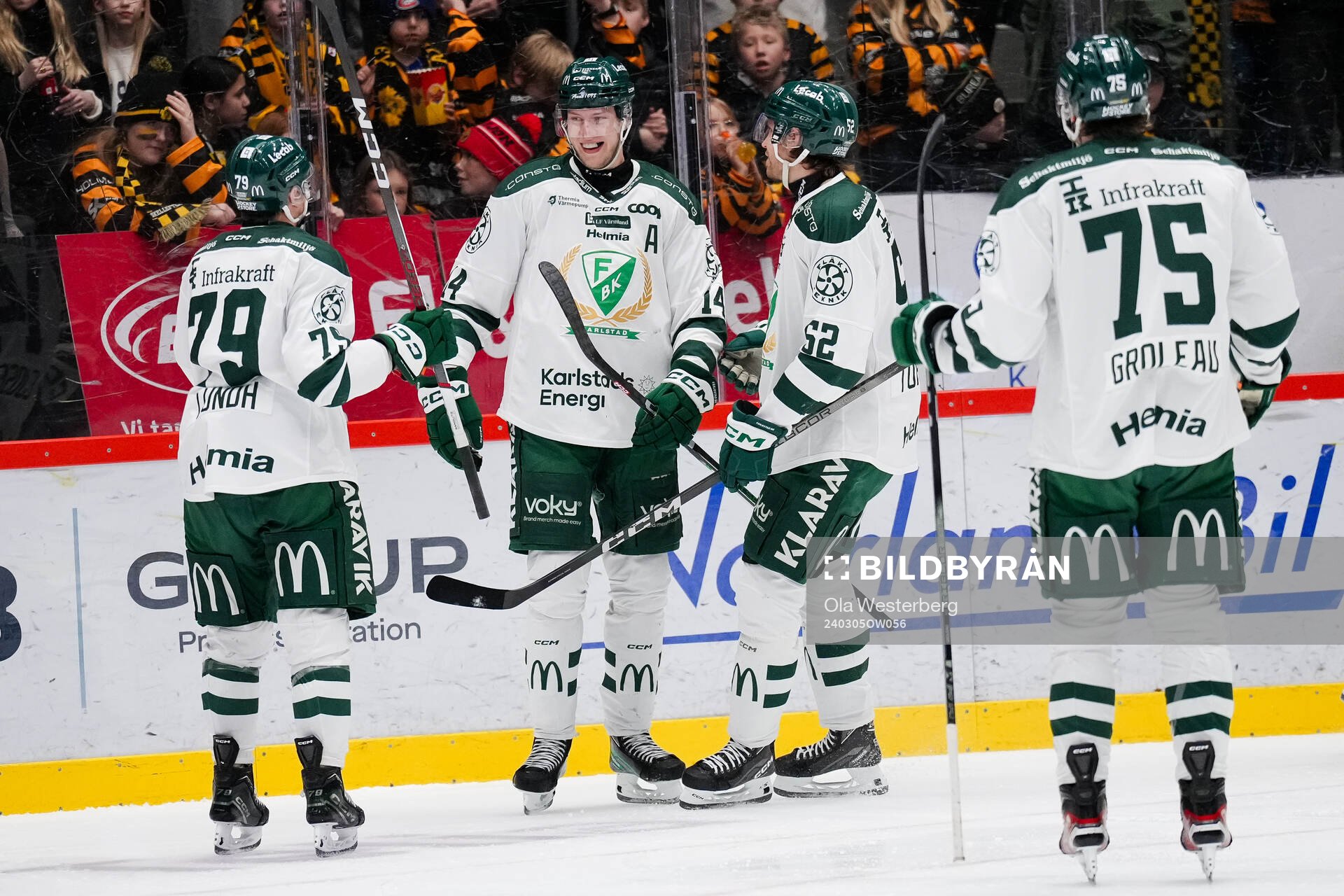 Färjestads Patrik Lundh , Victor Ejdsell och August