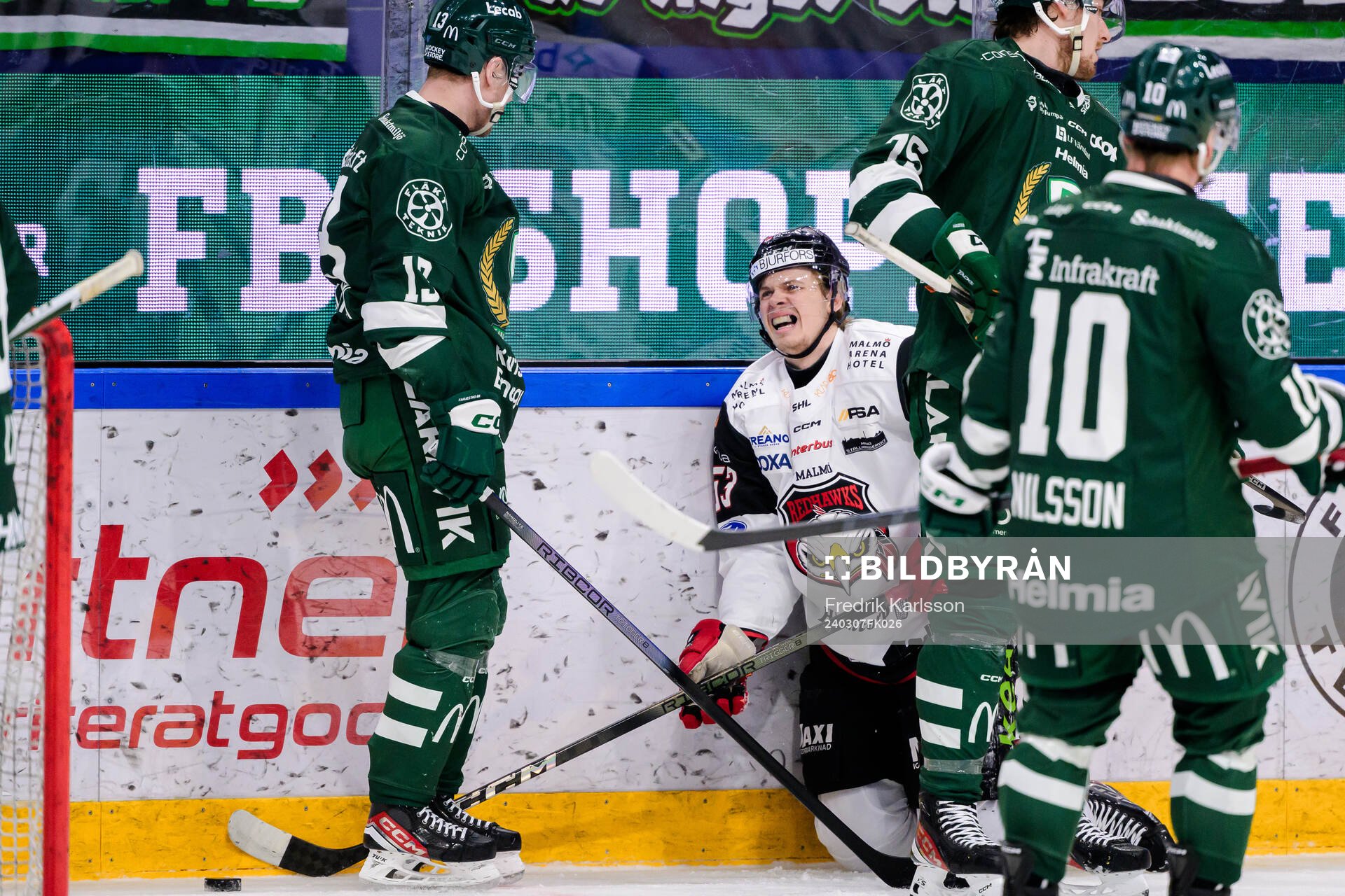 Färjestads Joel Kellman och Malmö Redhawks Albert Sjöberg