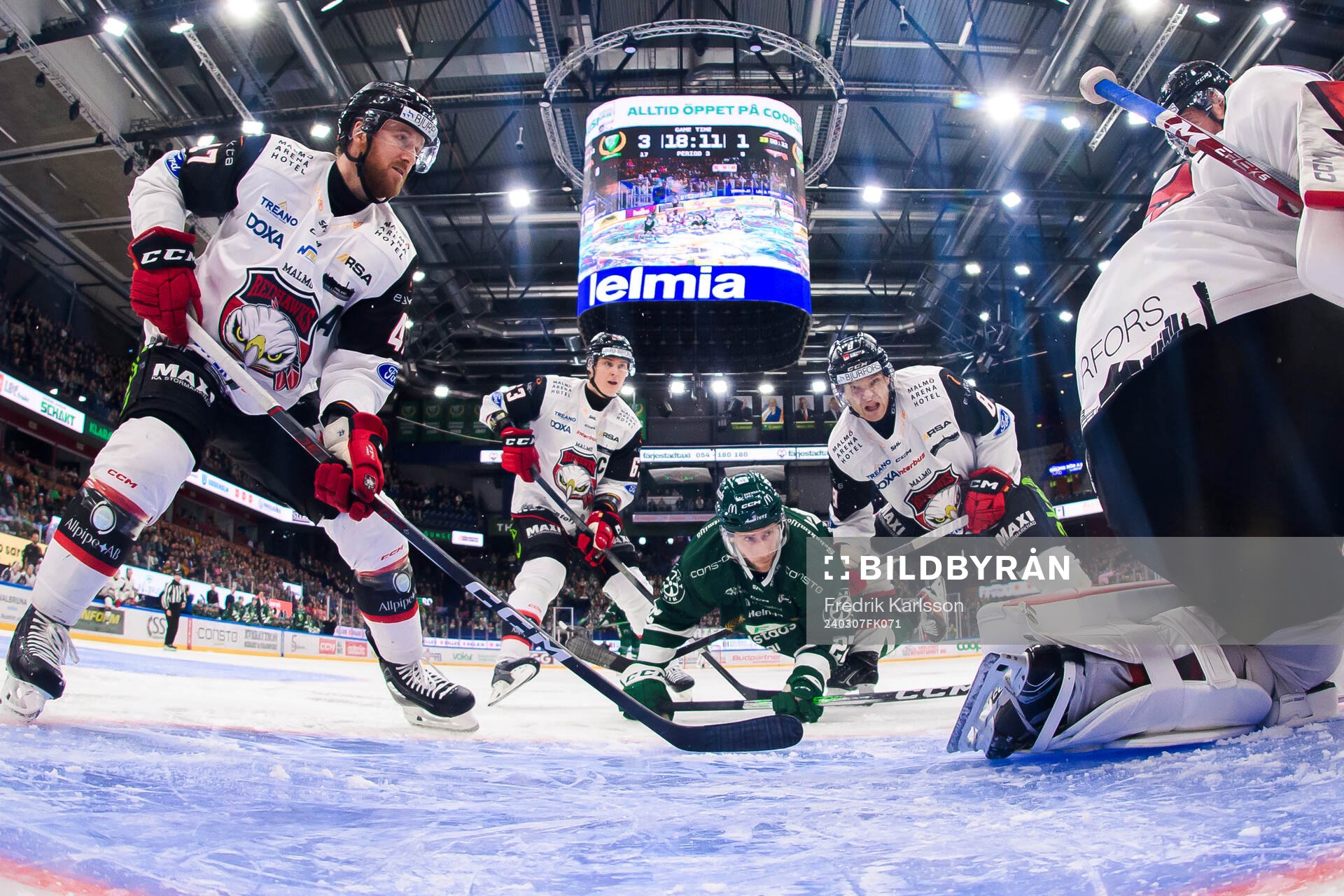 Malmö Redhawks Joakim Ryan, Fredrik Händemark och Johan