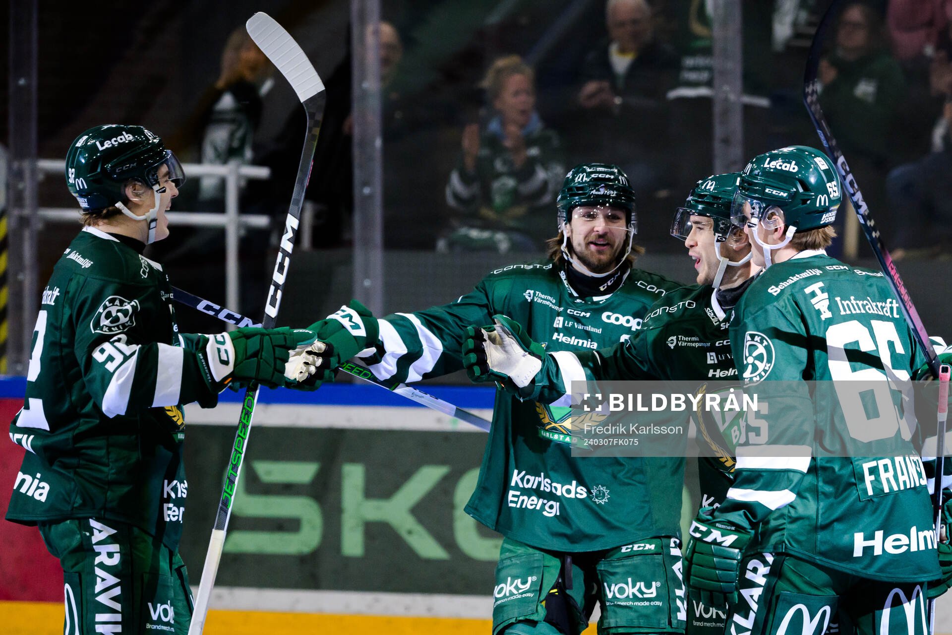 Färjestads Liam Öhgren, Linus Johansson, Michael