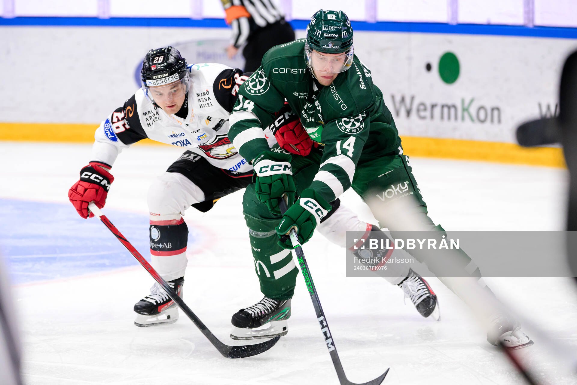 Malmö Redhawks Teemu Kivihalme och Färjestads Victor
