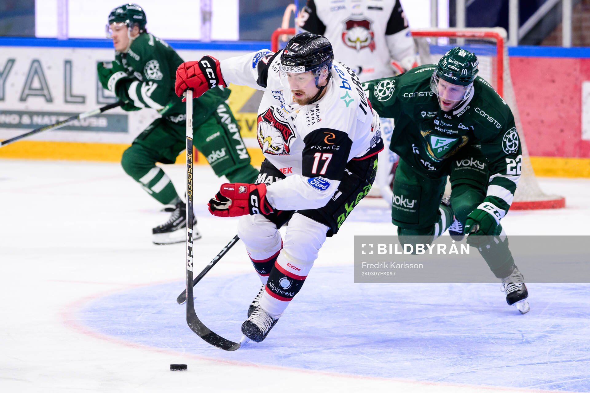 Malmö Redhawks Johan Ivarsson och Färjestads Per Åslund