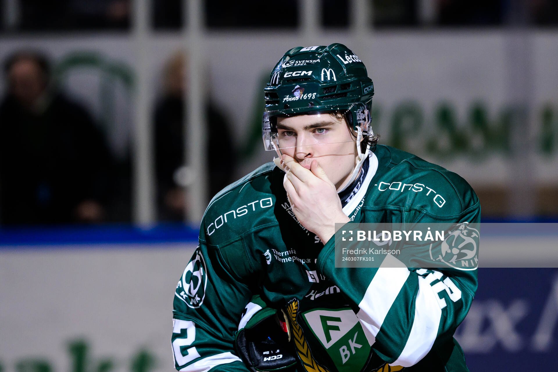 Färjestads Liam Öhgren jublar