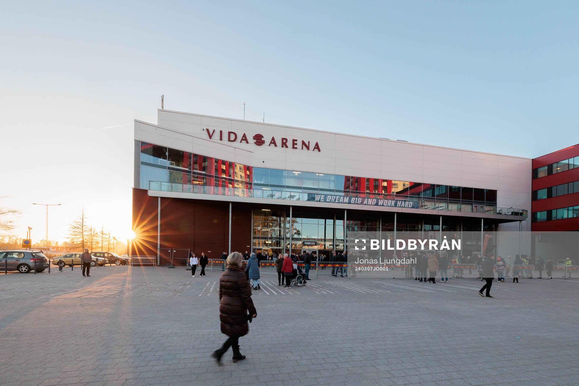 Exteriör vy av vida arena