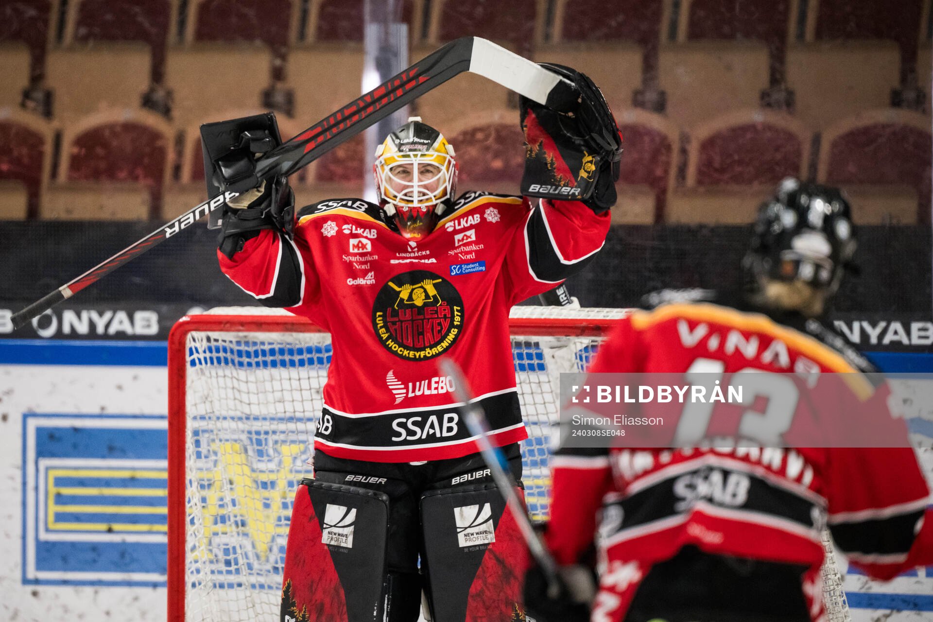 Luleås målvakt Sara Grahn jublar