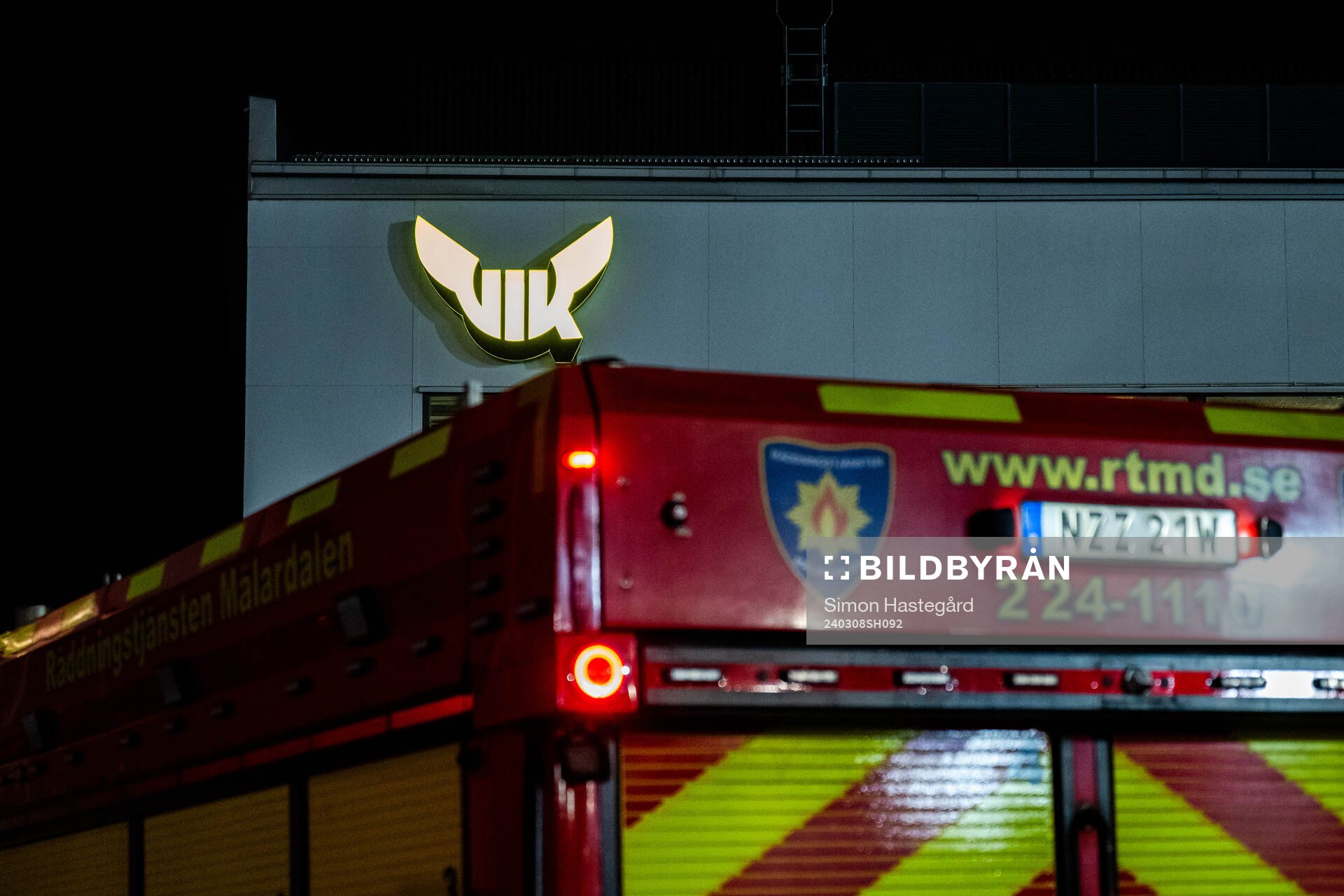 Brandbil utanför ABB Arena Nord