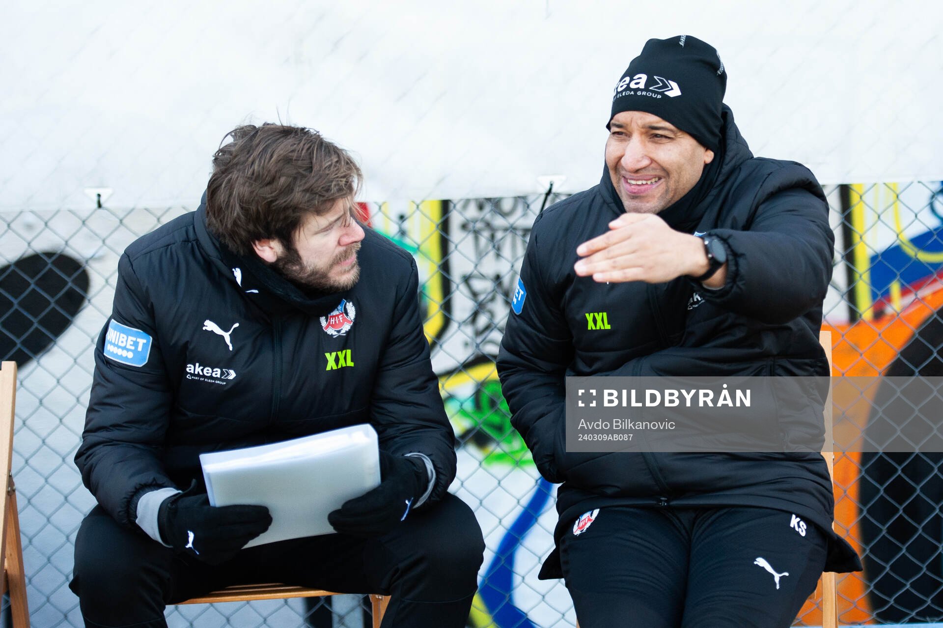 Helsingborgs tränare Kleber Saarenpää och Max Lindén