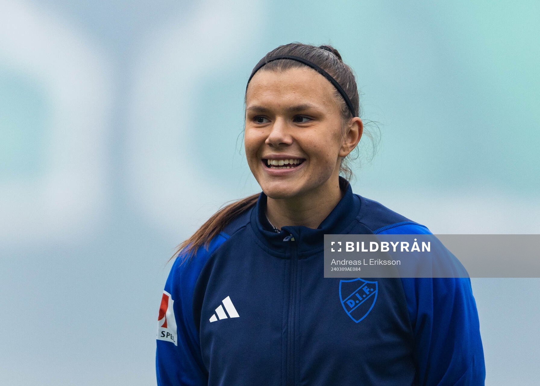 Djurgårdens Alexsandra Lobanova innan fotbollsmatchen i Svenska Cupen mellan Hammarby och Djurgården den 9 mars 2024 i Stockholm.
