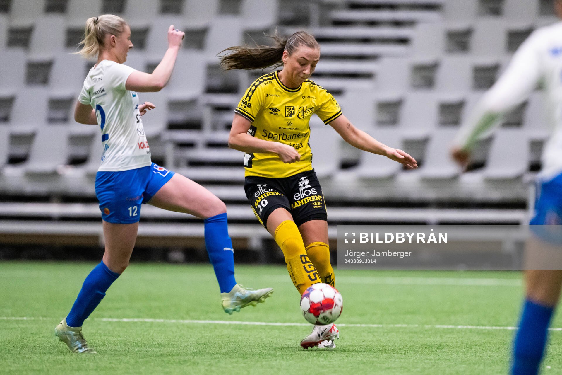 Elfsborgs Stina Jensen under träningsmatchen mellan Elfsborg och Värnamo den 9 mars 2024 i Borås. 