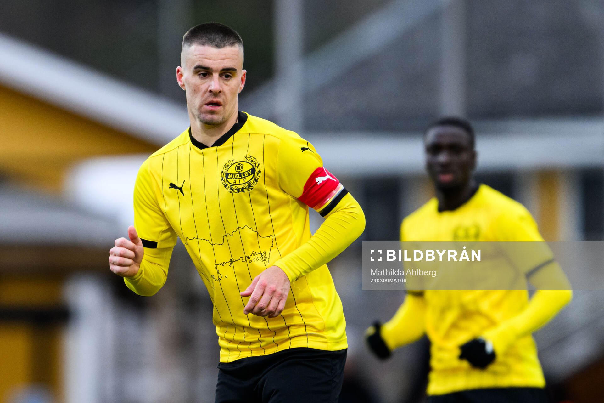 Mjällbys Jesper Gustavsson under kvartsfinalen i Svenska Cupen mellan Mjällby och AIK den 9 mars 2024 i Mjällby. 