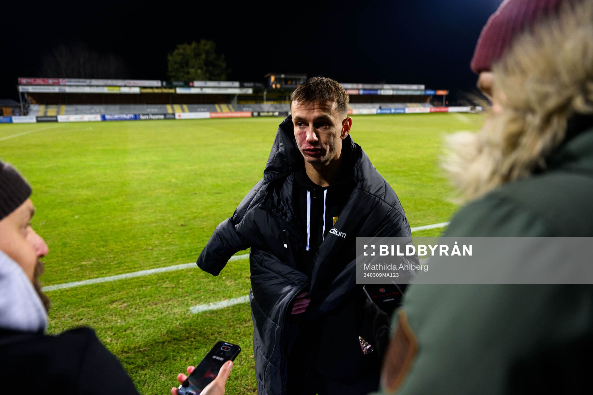 AIKs Bersant Celina under kvartsfinalen i Svenska Cupen mellan Mjällby och AIK den 9 mars 2024 i Mjällby. 