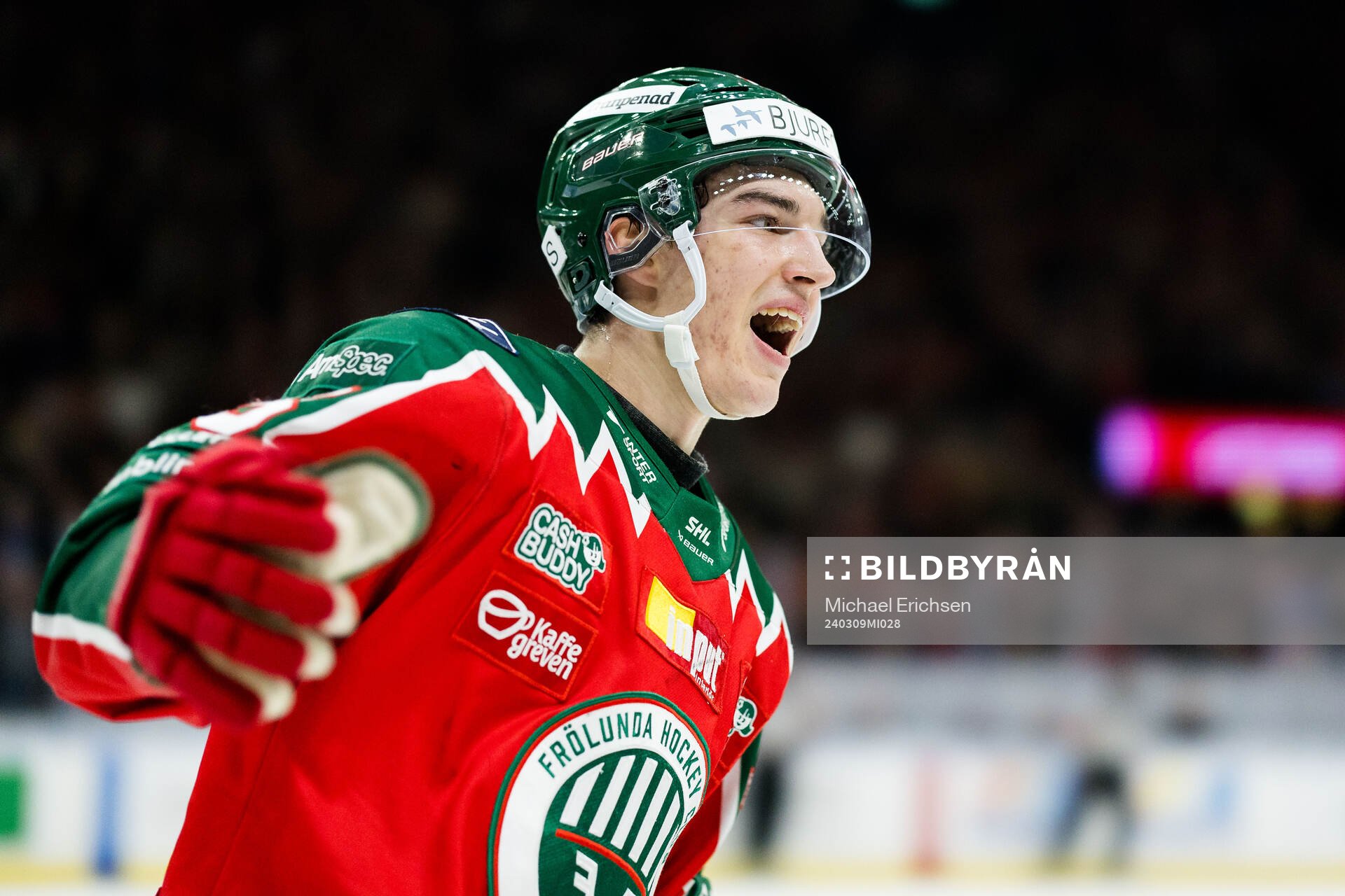 Frölundas David Edstrom jublar