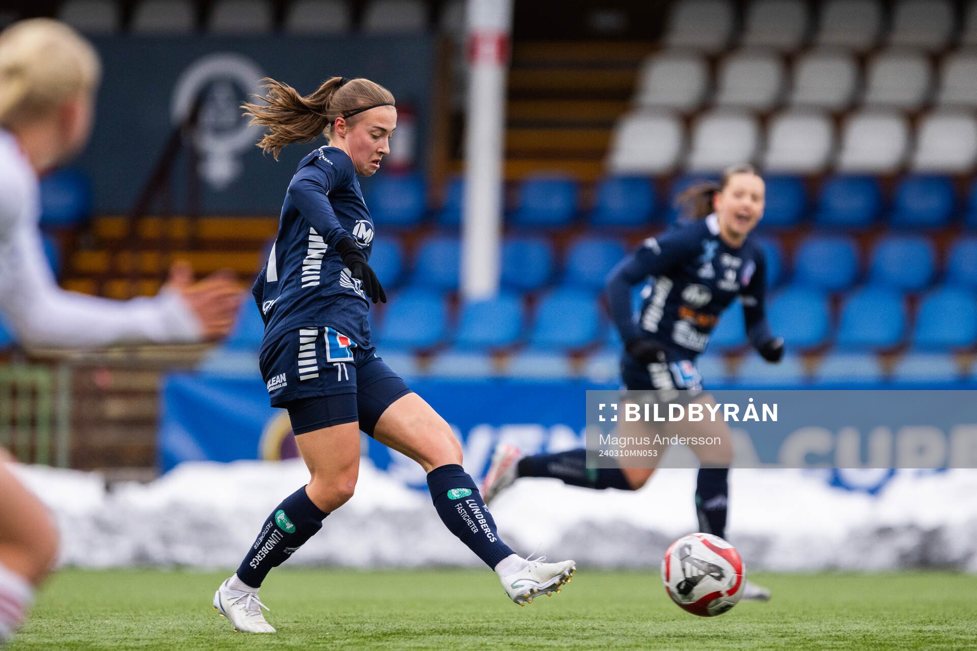 Linköpings Vilma Emilia Koivisto under fotbollsmatchen i Svenska Cupen mellan Linköping och FC Rosengård den 10 mars 2024 i Åtvidaberg.