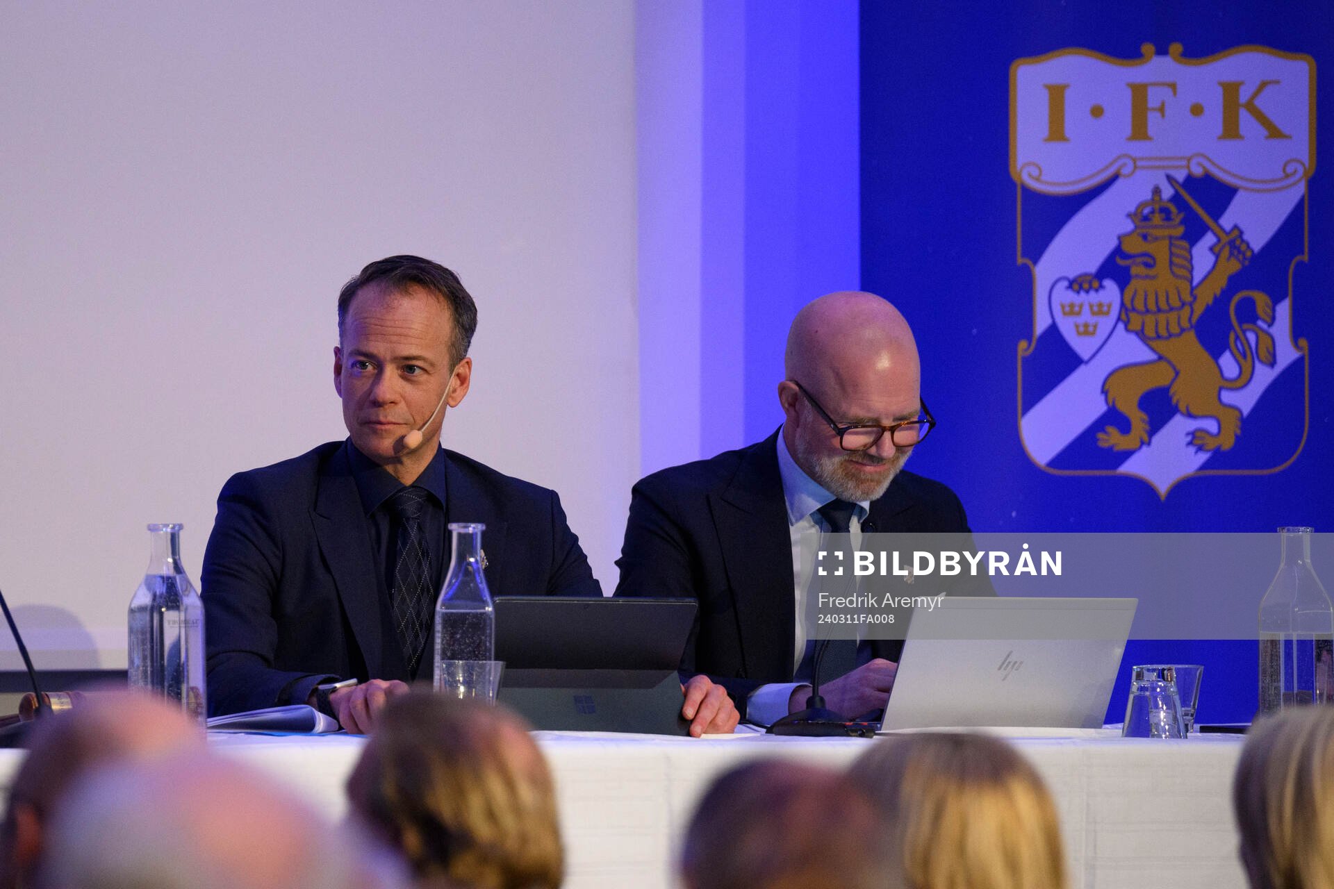 Ordförande Richard Berkling och Sekreterare Peter Brandt under IFK Göteborgs årsmöte den 11 mars 2024 i Göteborg. 