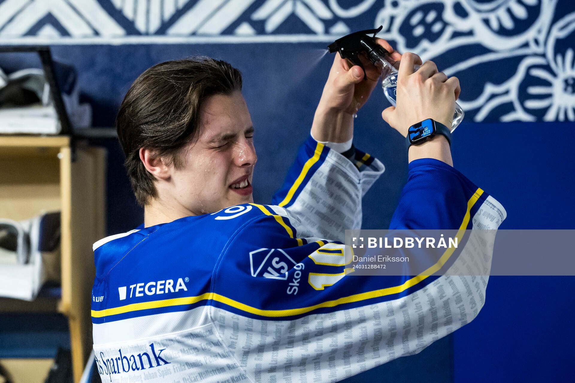 Leksands Anton Johansson innan ishockeymatchen i SHL mellan