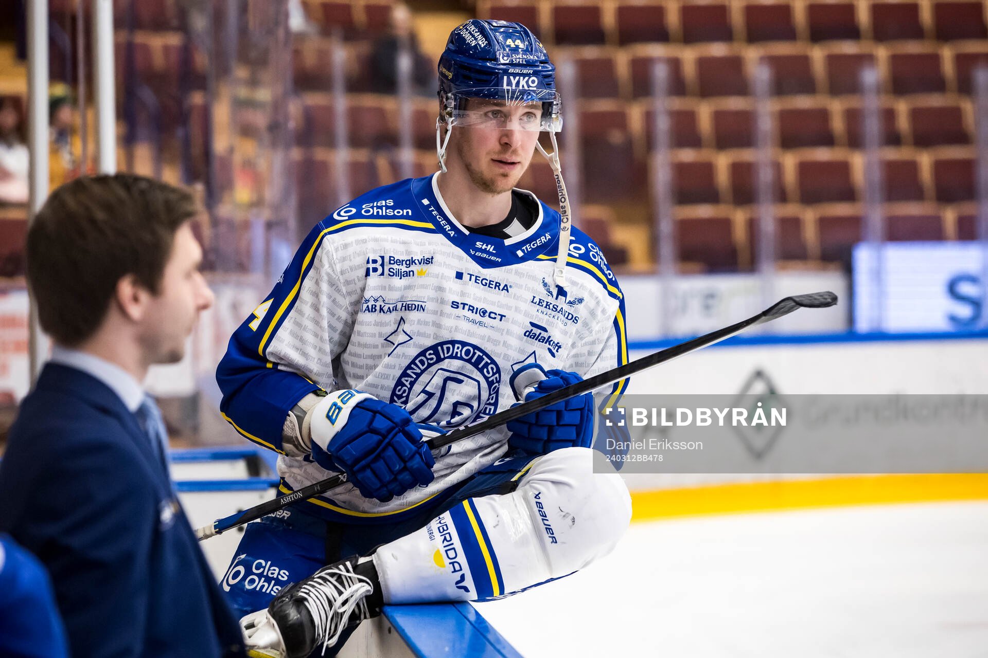 Leksands Carter Ashton innan ishockeymatchen i SHL mellan