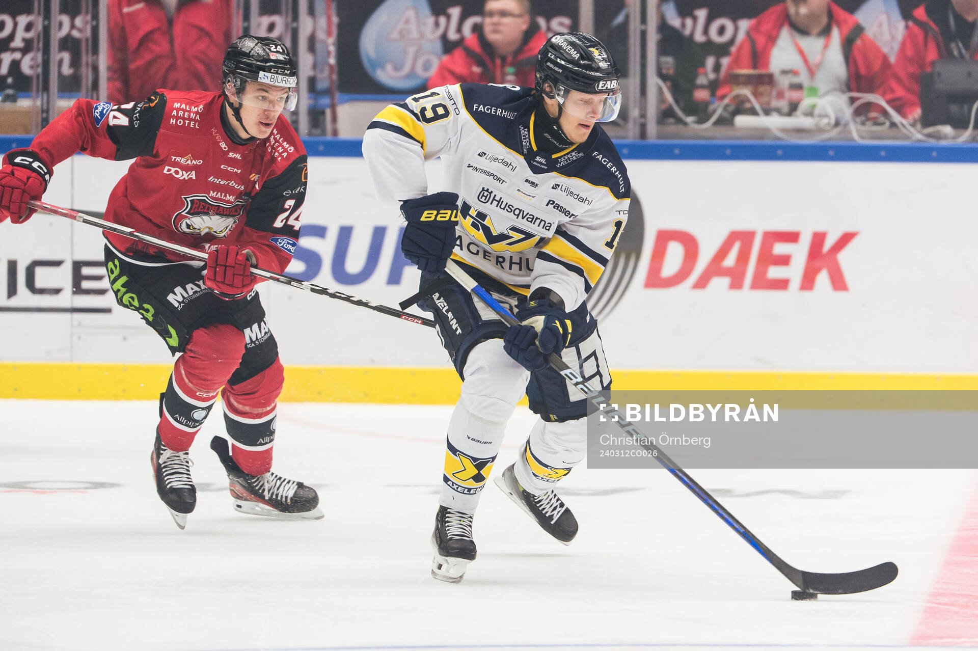 HV71s Henrik Borgström och Malmö Redhawks Anton Wahlberg