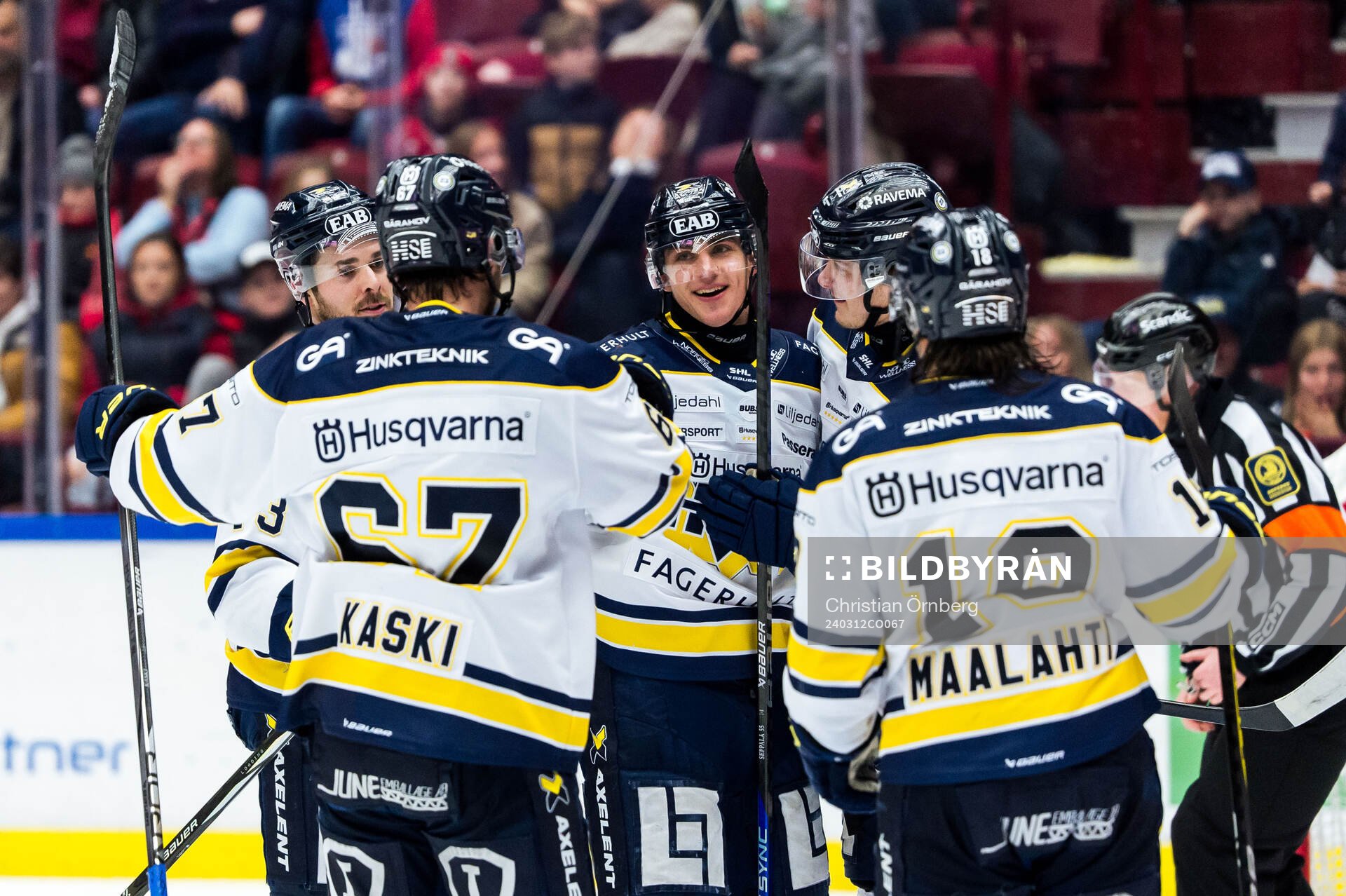 HV71s Herman Hansson jublar med lagkamrater