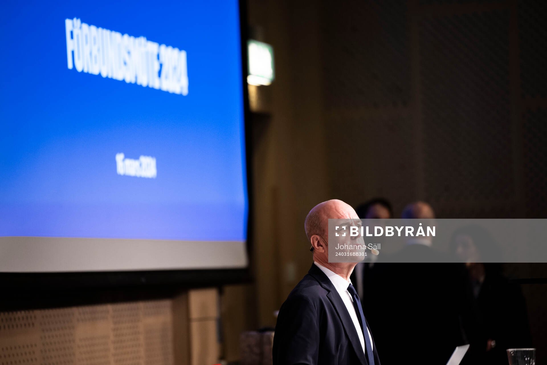 Fredrik Reinfeldt, ordförande, under Svenska Fotbollförbundets årsmöte den 16 mars 2024 i Stockholm. 