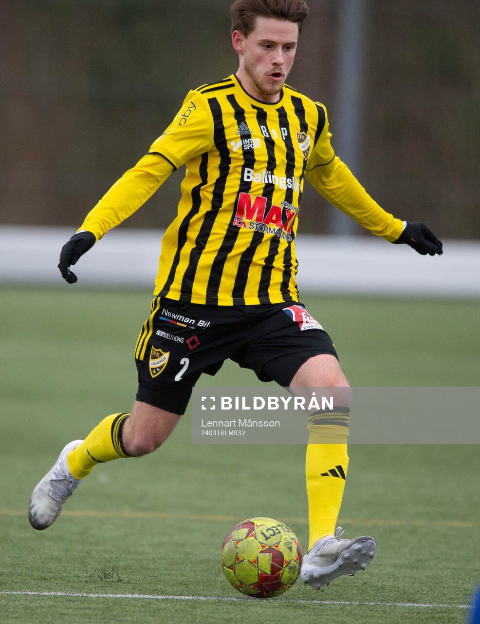 IFK Hässleholms Elliot Pramberg i träningsmatchen mellan IFK Hässleholm och Hovshaga i Hässleholm 16 mars 2024.