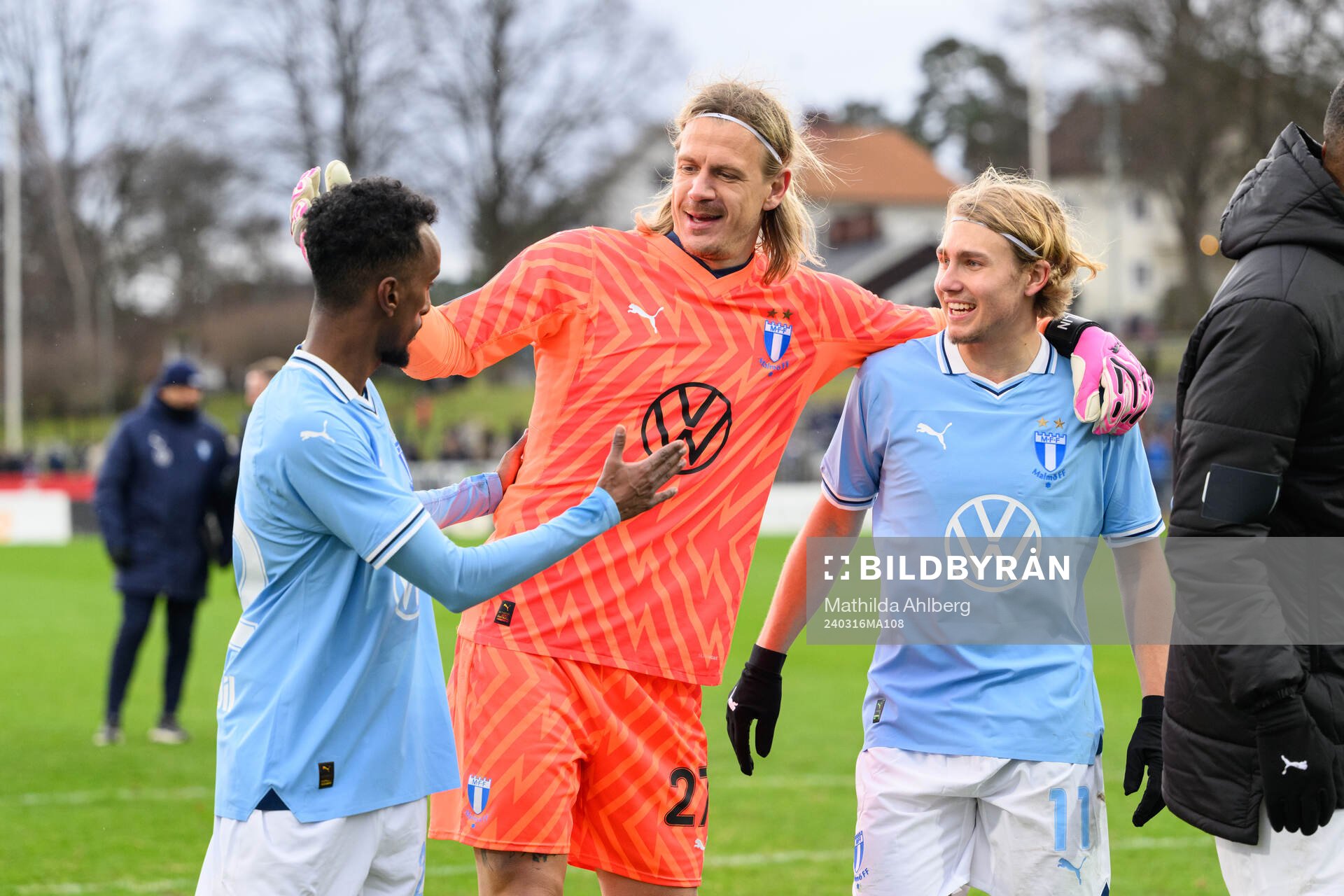 Malmö FFs Taha Ali, målvakt Johan Dahlin och Sebastian