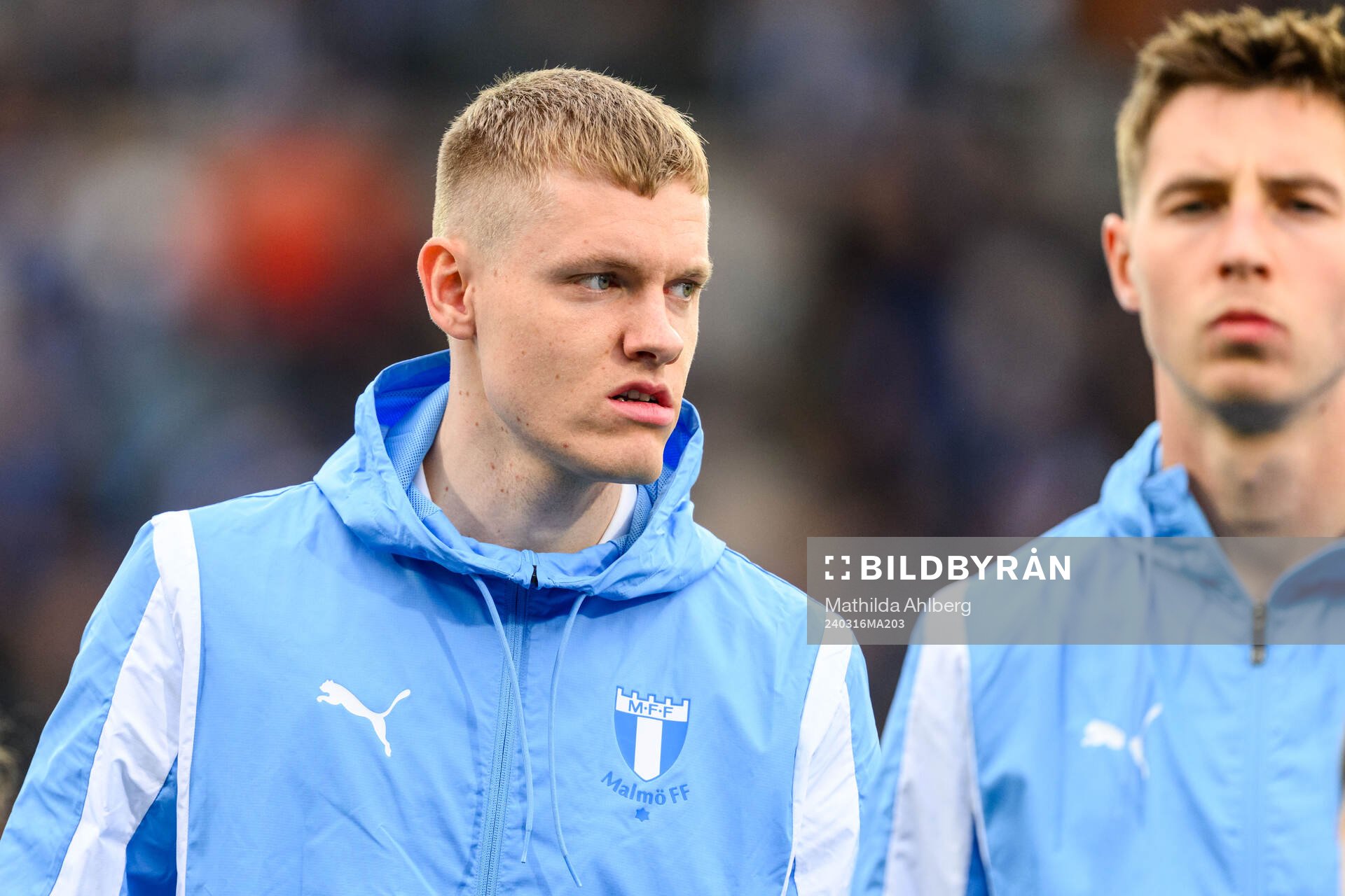 Malmö FFs Sebastian Jörgensen  vid lineup