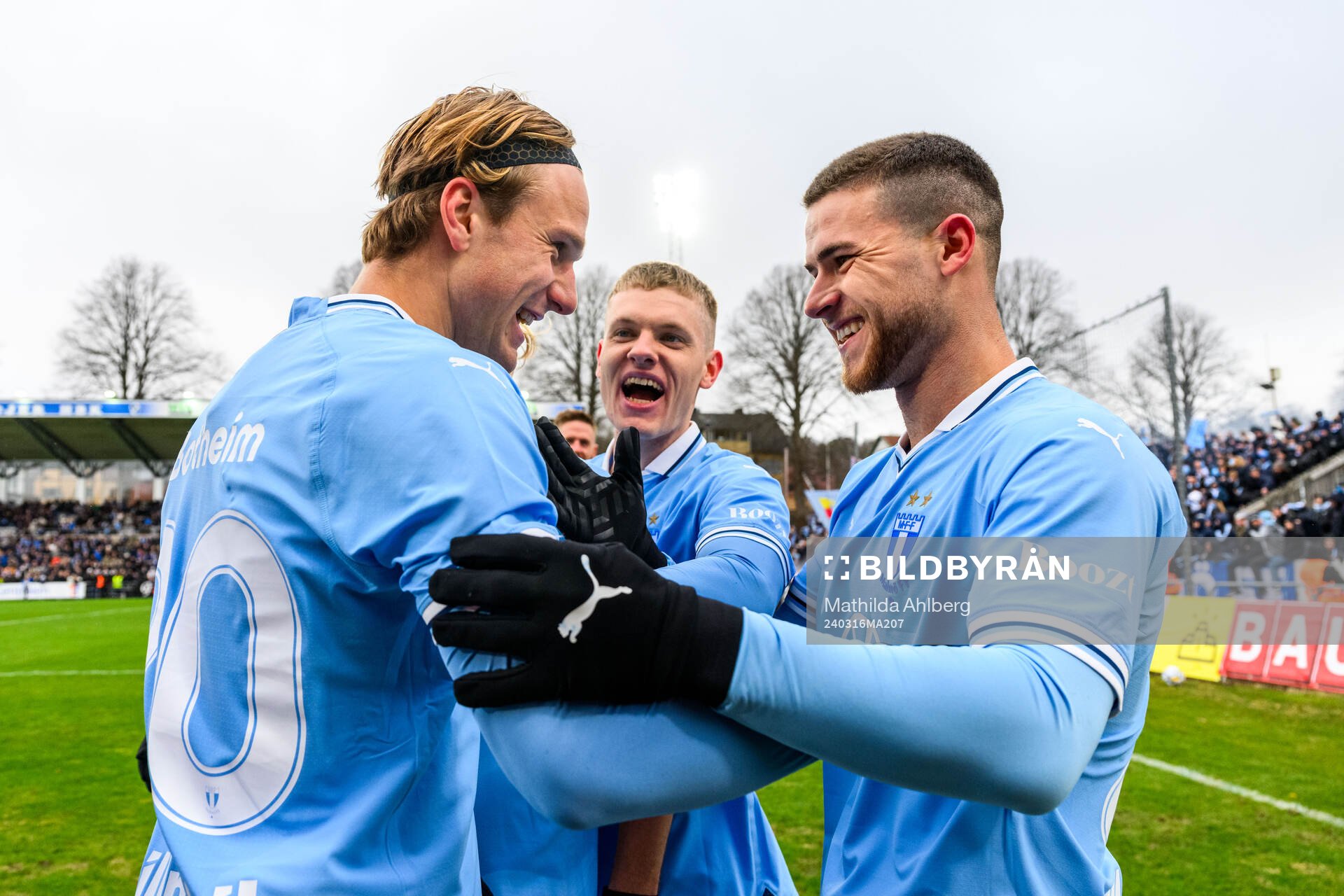Malmö FFs Erik Botheim, Sebastian Jörgensen  och Gabriel