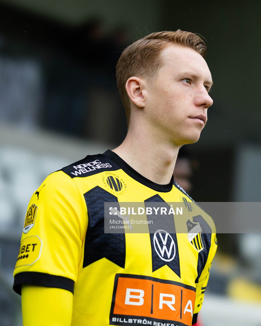 BK Häckens Julius Lindberg innan träningsmatchen i