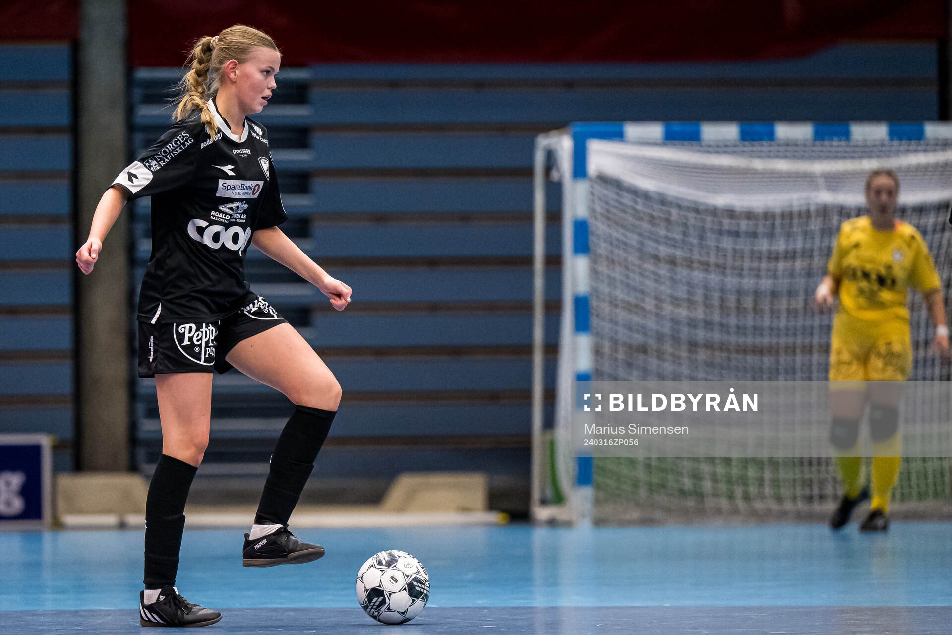 Ingrid Løkkebakken of Hulløy Bodø during the Norwegian Championship futsal match between Skeid and Hulløy Bodø on March 16, 2024 in Drammen.
