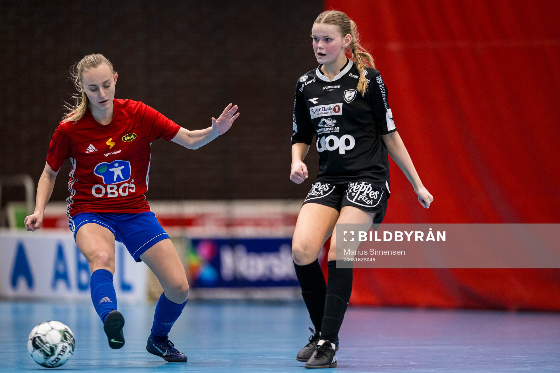 Ingrid Løkkebakken of Hulløy Bodø during the Norwegian Championship futsal match between Skeid and Hulløy Bodø on March 16, 2024 in Drammen.