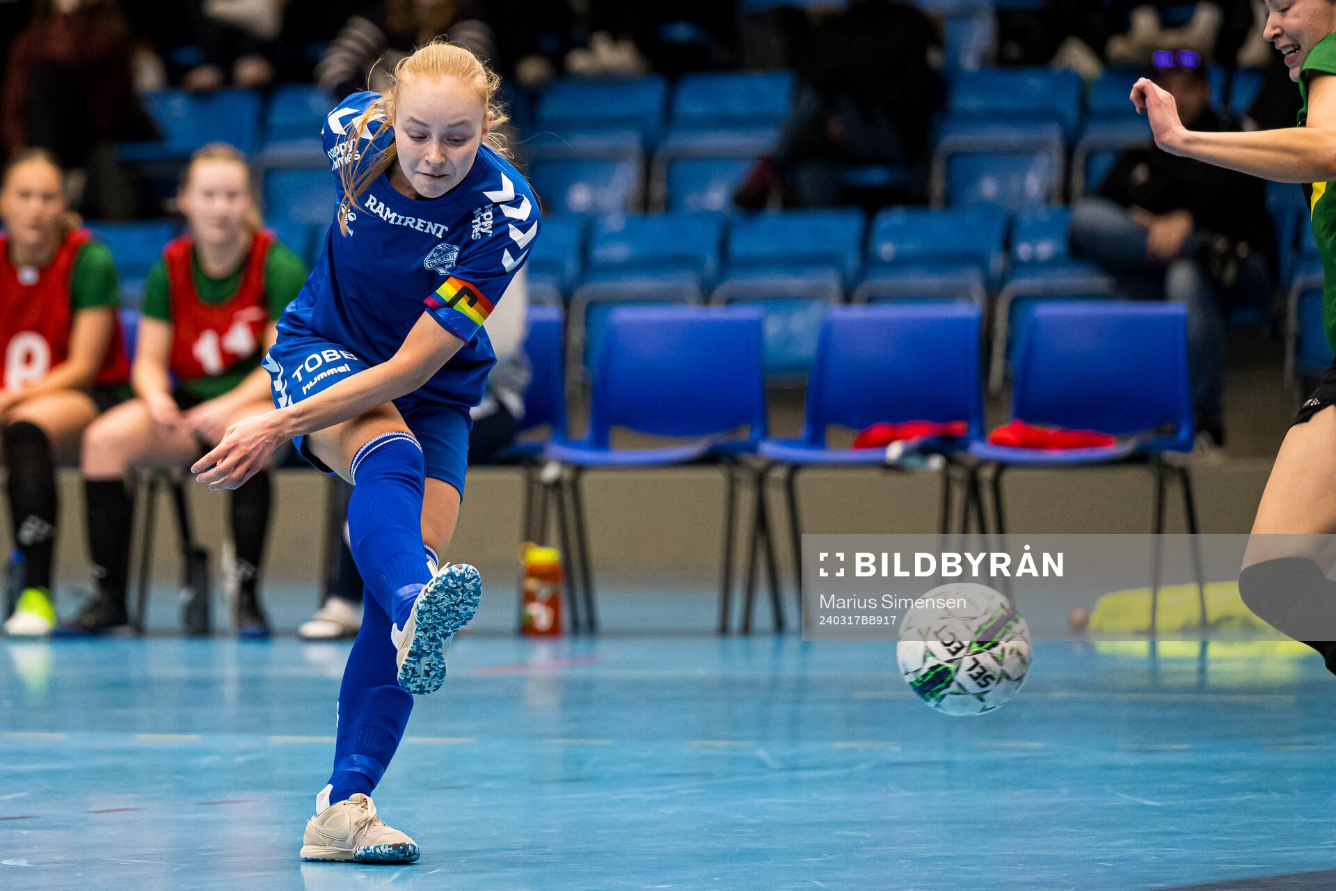 Marie Methi of Tiller during the Norwegian Championship futsal final match between NTNUI and Tiller on March 17, 2024 in Drammen.