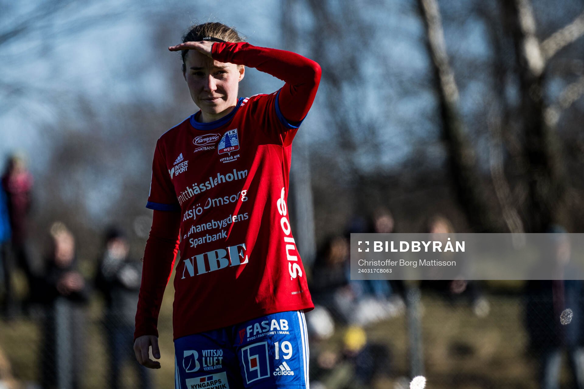 Vittsjös Heidi Kollanen under fotbollsmatchen i Svenska Cupen mellan Vittsjö och FC Rosengård den 17 mars 2024 i Sösdala.